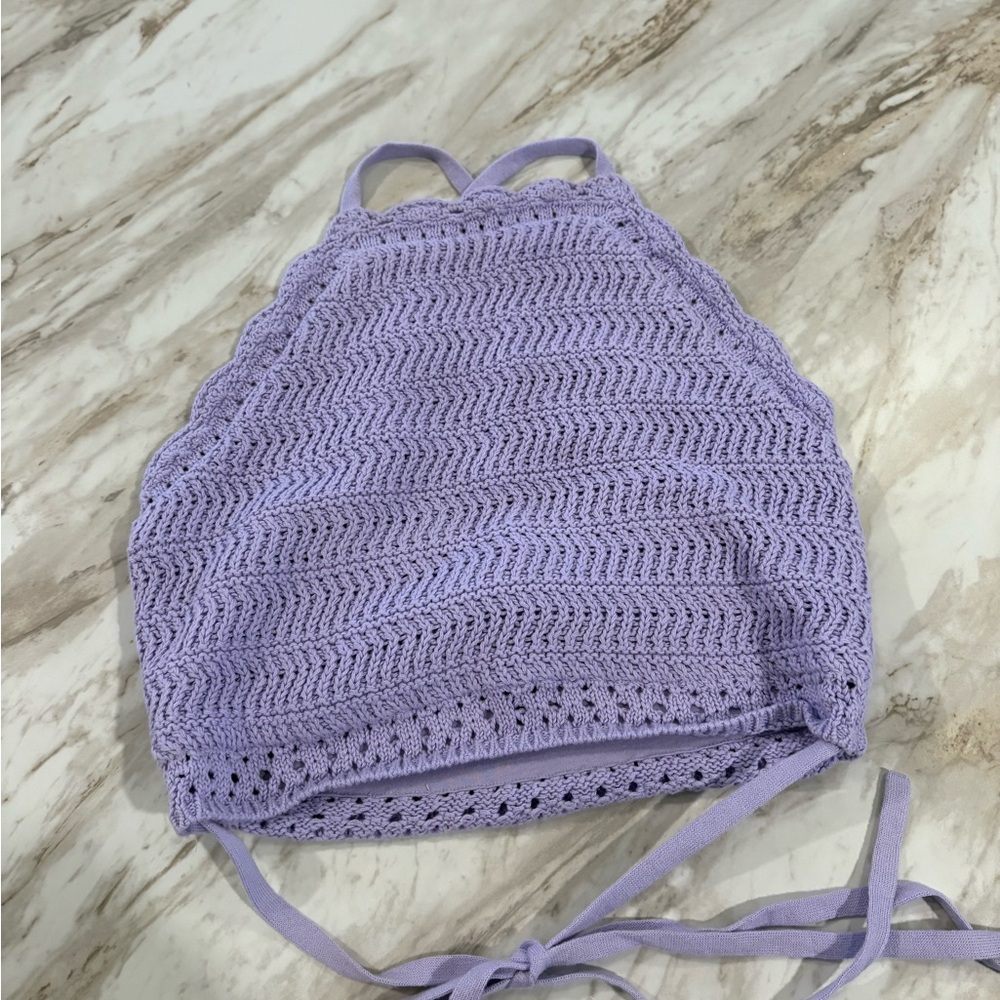 Hollister Light Purple Crochet Halter Top